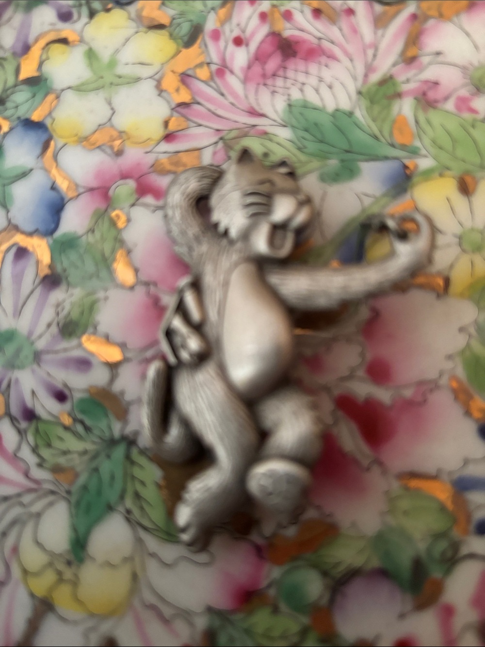 Silver Cat Dance Brooch - Elegant Animal Pin